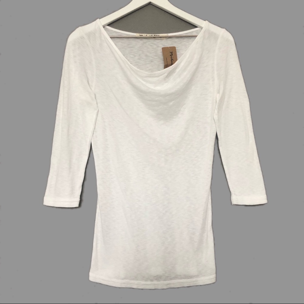 Michael Stars White Drape Neck Top NWT